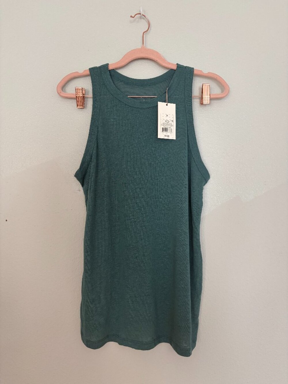 a new day | Teal Linen Blend Scoop Neck Tank Top Small NWT
